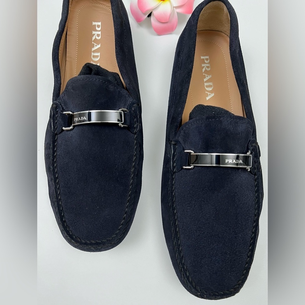 PRADA Suede Loafers Brown Size 9.5 Italian Luxury Slip-On - Picture 7 of 7